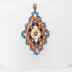 Pendant 30cm - Talia Rhombus M-Violet Organza - Pendant 30cm - Laiton bronze